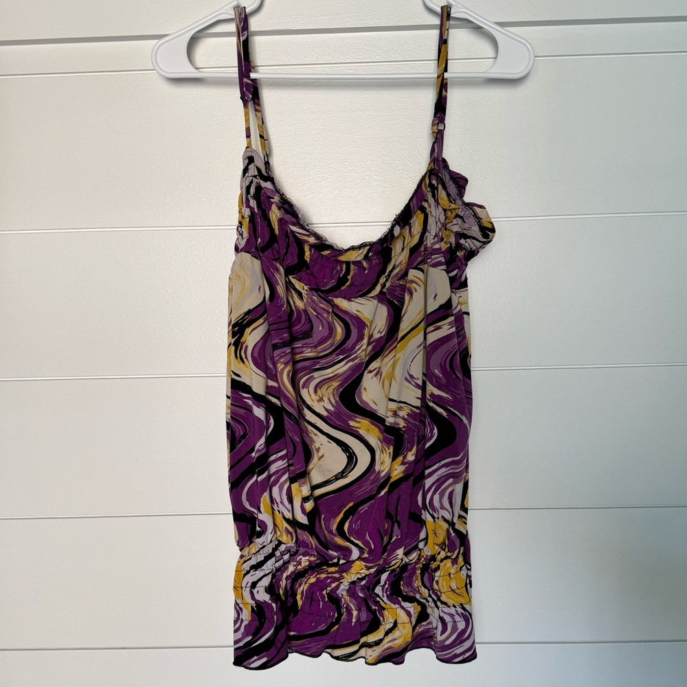 Delusional Purple and Yellow Patterned Tank Top, Women’s XL
